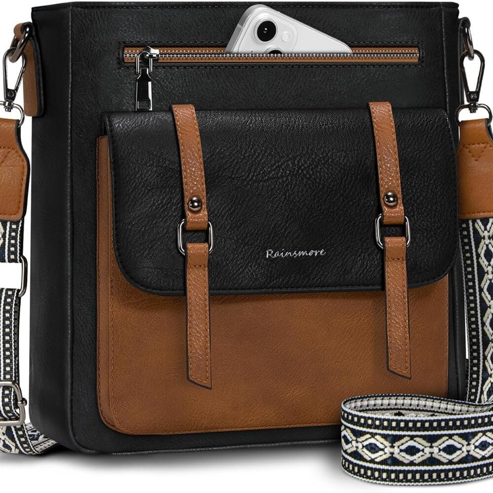 Women's Waterproof Leather Crossbody Bag Lightweight Multi-Pocket Travel Purse